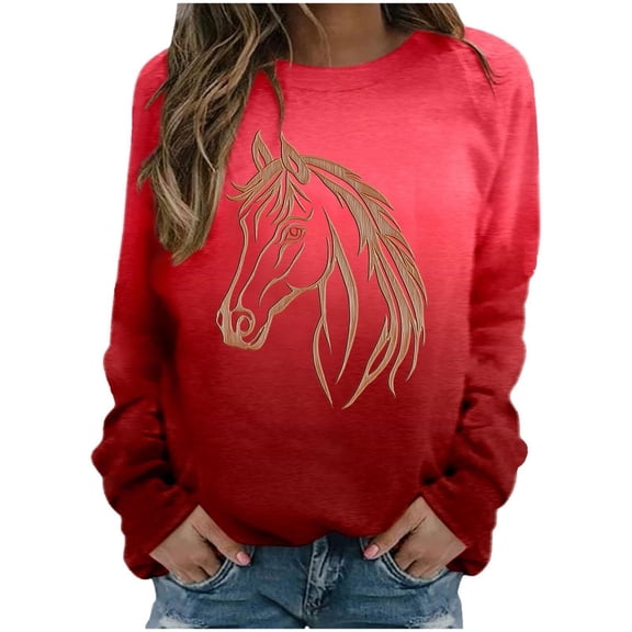 Chuancc Comfy Sweaters for Women Pullover Sweatshirts for Women Cozy Tops for Women Womens Pullover Sweatshirt Hoodies for Women Pullover Womens Cold Weather Clothes Womens Crew Neck Sweatshirt Red S