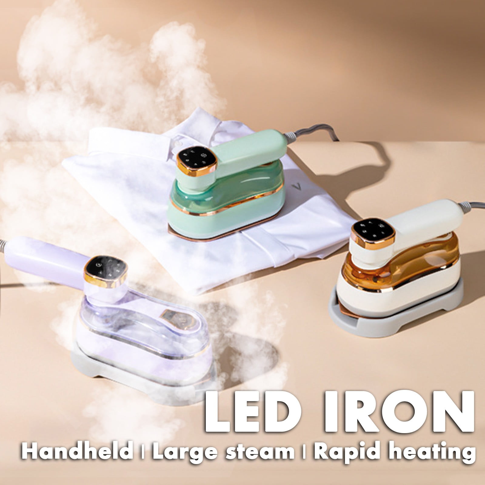 Digital LED Handheld Steam Iron with Intelligent Temperature Control for Efficient Garment Care at Home or Travel Purple