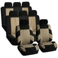 thumbnail image 1 of FH Group Universal Fit 3 Rows Cloth Car Seat Covers for SUV Sedan Van, Airbag Compatible, Split Bench Rear Seat - 8 Seaters Beige/Black, 1 of 8