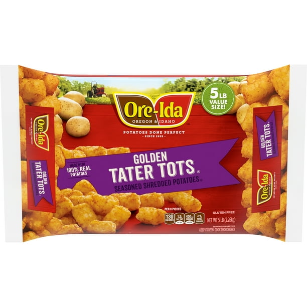 OreIda Golden Tater Tots Seasoned Shredded Potatoes Value Size, 5 lb