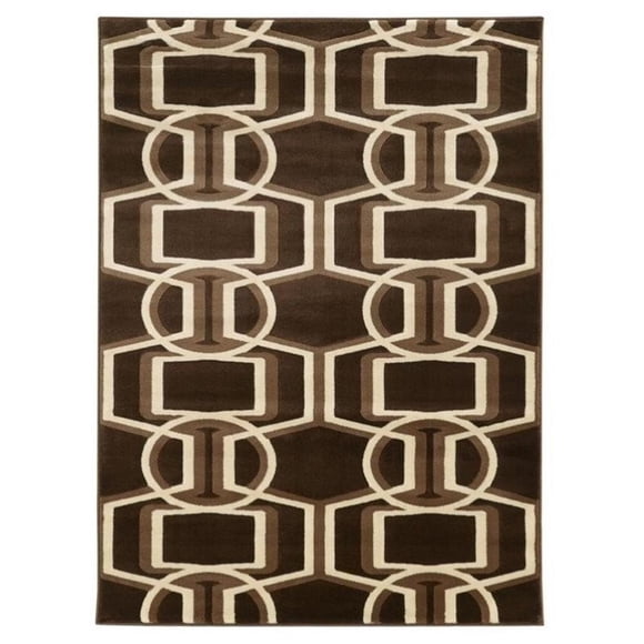 Riverbay Furniture Tapis à Brides 8 Pieds x 10 Pieds en Chocolat et Beige