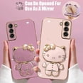 thumbnail image 2 of Funda de Hello Kitty chapada para Samsung Galaxy, S24, S23, S22 Ultra, S21, S20 FE, S10, Note 20 Plus, A24, A34, A54, soporte de espejo, 2 of 5