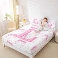 thumbnail image 4 of jejeloiu Initial Letter L Full Size Sheets,Chic Bow Knot Bed Sheets,Pink White Floral Sheet Sets For Girl,Breathable Bedroom Decoration,4-Piece, 4 of 7