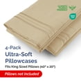 thumbnail image 3 of CGK Linens Extra Soft Pillowcases Set of 4 - King Size Hotel Luxury Breathable & Cozy 4-Piece Pillow Covers, Beige, 3 of 7