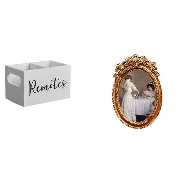 Organizador de almacenamiento de escritorio,Soporte para control remoto de TV de madera,Marco de fotos,Marco de fotos vintage para colgar en la pared,Soporte para marco de fotos de mesa de