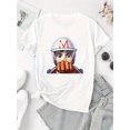 thumbnail image 2 of Camiseta De Mujer Verano Ropa Informal Suelta Camiseta Básica De Moda Para La Calle DiariaWomen's Casual Graphic Tee - Short Sleeve, Black with Vibrant Racing Character Print, Lightweight Polyester,, 2 of 7