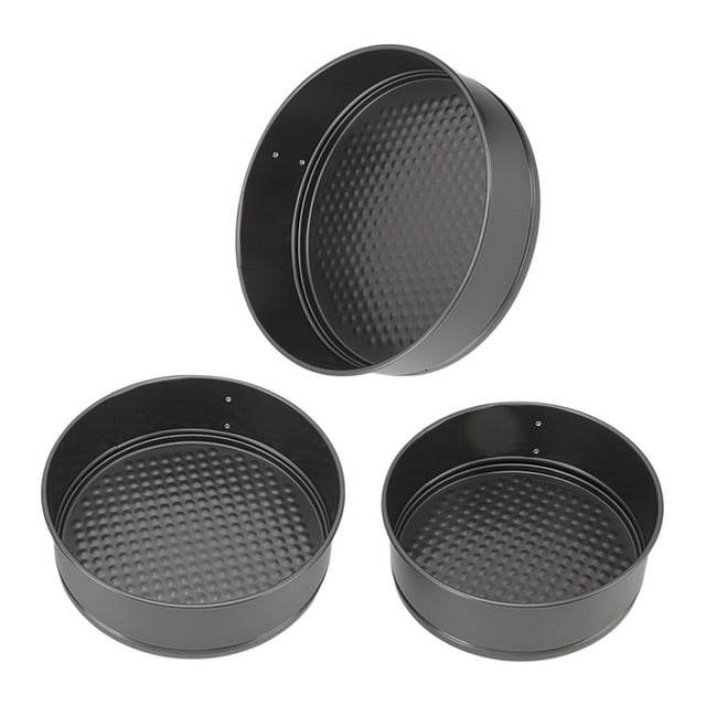 3Pcs Cake Pan Set,Round Open Bottom And Snap Baking Pan Carbon Steel Pizza Tool For Cheesecake Pizza Bread Serving Trays