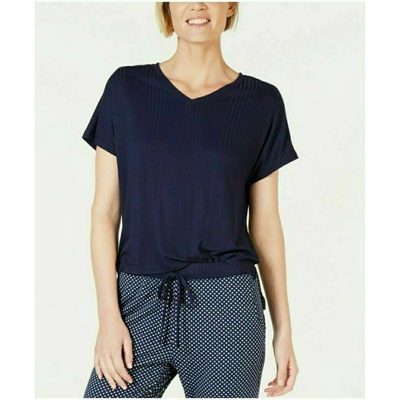 Alfani Super Soft Ribbed Pajama Top Size Small Dark Blue