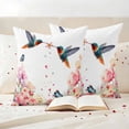 thumbnail image 3 of Spring Flower Hummingbird Pillow Covers 2 Pack Watercolor Floral Bird Butterfly Pillowcase Waterproof Outdoor Throw Pillow Cover for Patio Garden Square Cushion 24”x24”, 3 of 9