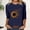 Dark Blue, variant on Women's Crew Neck Printed Seven Quarter Sleeve Casual T Shirt Top, Brown Women's Summer Short Sleeve T-Shirts, XL