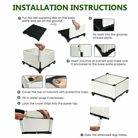 Costway Set of 4 Raised Garden Bed Elevated Flower Vegetable Herb Grow Planter Box - White