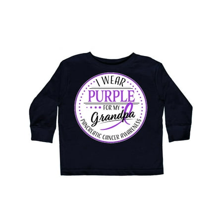

Inktastic I Wear Purple for my Grandpa- Pancreatic Cancer Awareness Gift Toddler Boy or Toddler Girl Long Sleeve T-Shirt