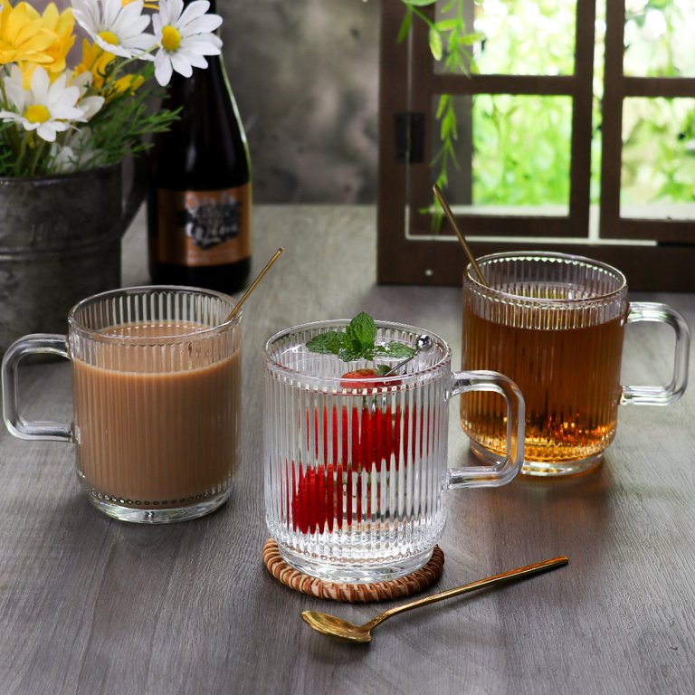 Retro Glasses High-grade Heat-resistant Glass With Lid And Straw Stackable  Slub Water Cup Tea Milk Cup Creative Coffee Mug