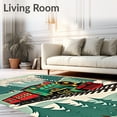 thumbnail image 2 of ODIKA 6' x 9' Machine Washable Non-Slip Area Rug, Christmas Train High Traffic Rug, Green, 501629, 2 of 7