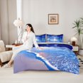 thumbnail image 4 of Castle Fairy Soft Sunrise Mirror Shore Full Size Bedding Sets 7 Pieces,Pastel Cloud Calm Ocean Seascape Full Size Bed in a Bag,Lavender Sky,Grey Reversible, 4 of 7