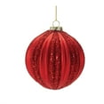 thumbnail image 4 of Melrose Ribbed Red Glass Ball Ornaments  Set of 4, 4 of 4
