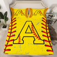 thumbnail image 2 of Manfei Letter A Monogrammed Twin Sheet Sets,Baseball Game Twin Fitted Sheet,Yellow Red Flat Sheet For Boy,Microfiber Room Decorative,3 Pieces, 2 of 7