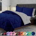 thumbnail image 4 of Elegant Comfort Reversible Down Alternative Comforter Set, 1500 Collection Soft Microfiber All-Season Bedding, King/Cal King, Navy/Silver, 4 of 4