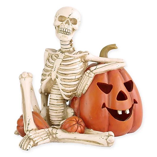 9 Pouces Squelette Éclairé et Décoration d'Halloween à la Citrouille