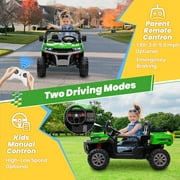 Funride 4WD 24 Volt Ride on Toys with Remote Control, 2 Seater Power Car Wheels UTV Toys, Ride on Truck Car w/ Electric Dump Bed, Shovel, Bluetooth Music