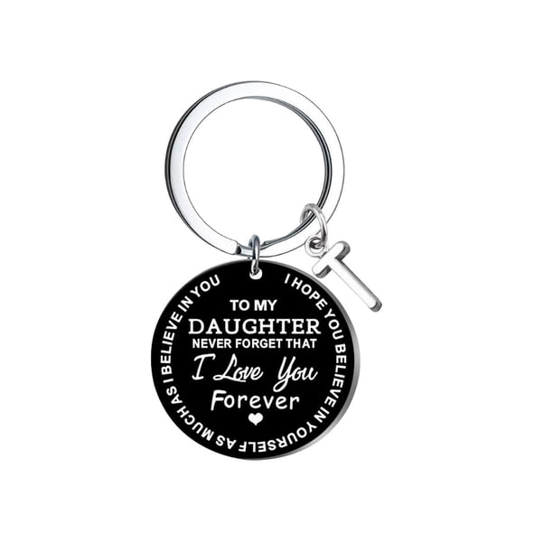 Llavero creativo DIY para mi hija, acero inoxidable negro, apellido, 26 letras, 2,5 cm Wmkox8yi sjalhkljlk3855