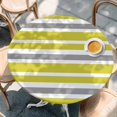thumbnail image 3 of Yellow Gray Round Fitted Table Cover White Geometric Stripes Waterproof Table Cloth with Elastic Edge Wipeable Tablecloth for Picnic Camping Party Fits 45"-54" Diameter, 3 of 8