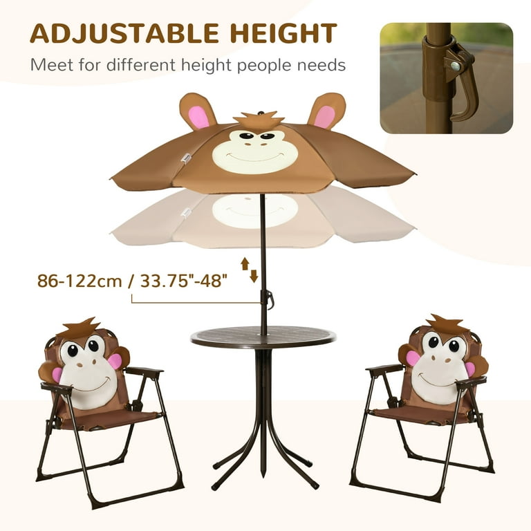 Outsunny Folding Kids Table and Chair Set for Garden Backyard