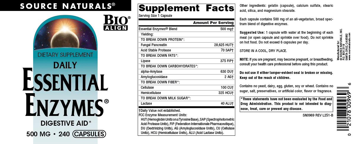 Source Naturals Essential Enzymes Digestive Aid* - 500mg - 240 Capsules
