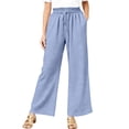 thumbnail image 2 of 2026 Womens Pants Wide Leg High Waisted Adjustable Drawstring Trousers with Pockets Casual Lightweight Blue XL, 2 of 3