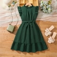 thumbnail image 2 of EnJoCho Robe d'Été Sans Manches pour Adolescentes Robe d'Été pour Filles Manches Volantes Texture Nouée Ajustée Tempérament Confortable Robe Décontractée, 2 of 7
