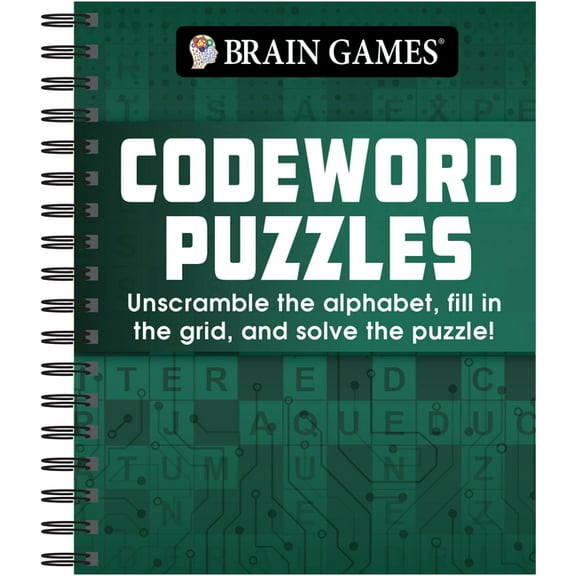 Brain Games Brain Games - Codeword Puzzle: Unscramble the Alphabet, Fill in the Grid, and Solve the Puzzle!, (Spiral-Bound)