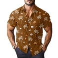 thumbnail image 2 of Domuza Hawaiian Tropical Shirt Men Short Sleeve Trendy Casual Button Up Tshirts Lounge Vacation Lightweight Loose Fit Blouse Light Brown S, 2 of 7