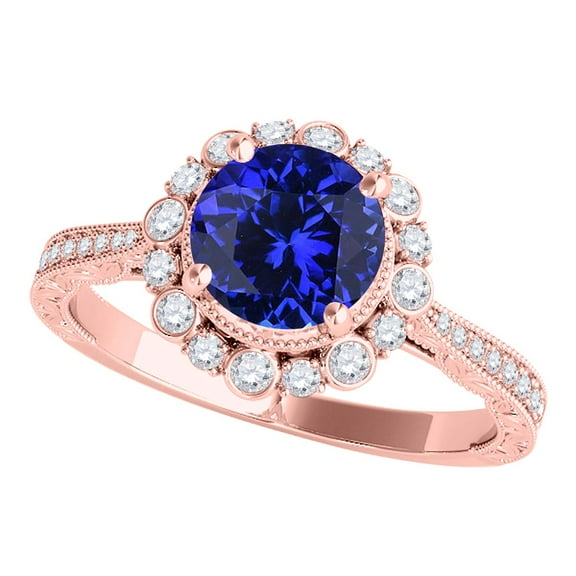 Aonejewelry 1.05 Ct. Ttw Diamond Tanzanite Ring In 10k Rose Gold