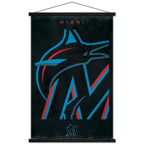 MLB Miami Marlins - Logo 25 Wall Poster with Magnetic Frame, 22.375" x 34"