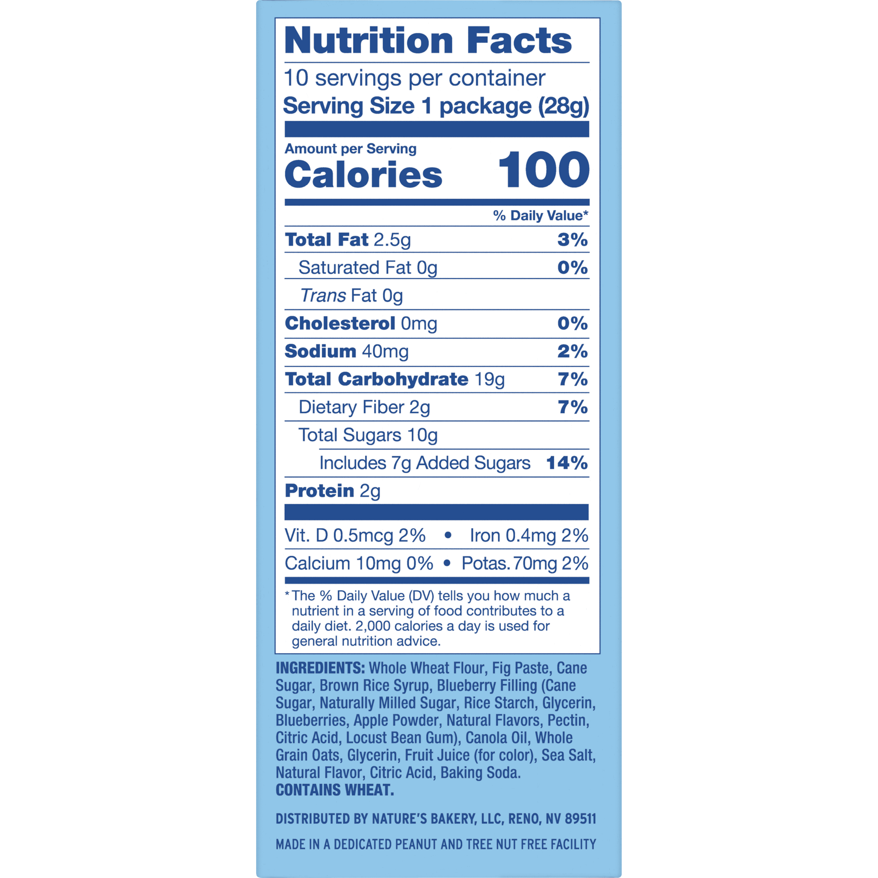 Nature's Bakery Blueberry Fig Bar Minis, 1 oz Snack Bars (60 Ct), Vegan, Non-GMO, Plant-Based
