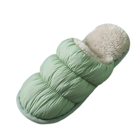 

Couples Shoes Slip-On Furry Flat Home Keep Warm Down Slippers Shoes Women Slippers