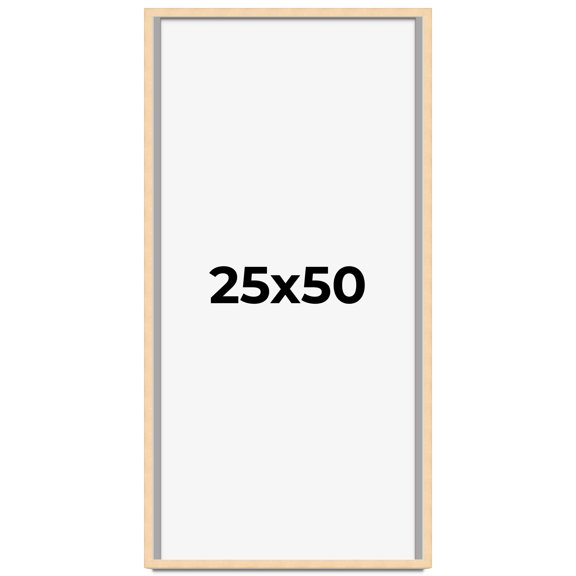25x50 Frame Natural Wood Picture Frame | 0.75 Inch Moulding Width | with UV Acrylic Plexiglass,