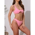 thumbnail image 2 of DARING DIVA Women's Cutout Racerback Ribbed Bikini Set Medium Pink, 2 of 6