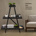 thumbnail image 4 of Fionafurn 3-Tier Folding Wooden Shelving Flower and Plant Display Stand for Indoors or Outdoors,Black, 4 of 8