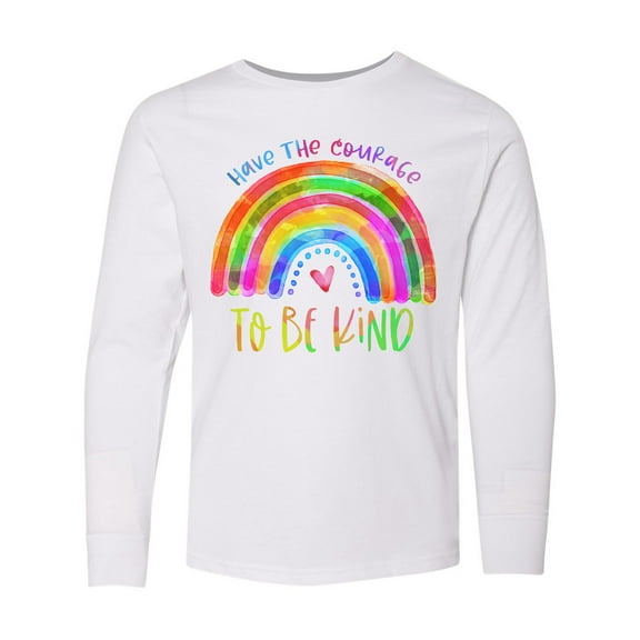 Inktastic Have the Courage to Be Kind Watercolor Rainbow Long Sleeve Youth T-Shirt