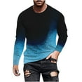 thumbnail image 2 of M-4X Plus Size Mens Big & Tall T Shirts Long Sleeve Tshirts Shirt Casual Pullover Crewneck Gradient Printed Slim Basic Athletic Workout Tees Tops, 2 of 5