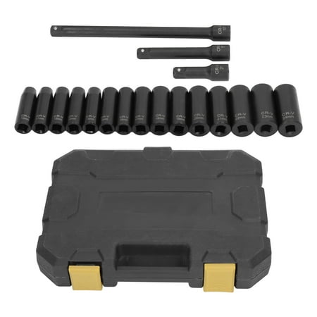 

Octpeak 18 Pcs Drive Socket Set 10‑24mm Cr V Hex Deep Drive Impact Socket Kit for Automobile Repair 10‑24mm Deep Socket Deep Socket Kit