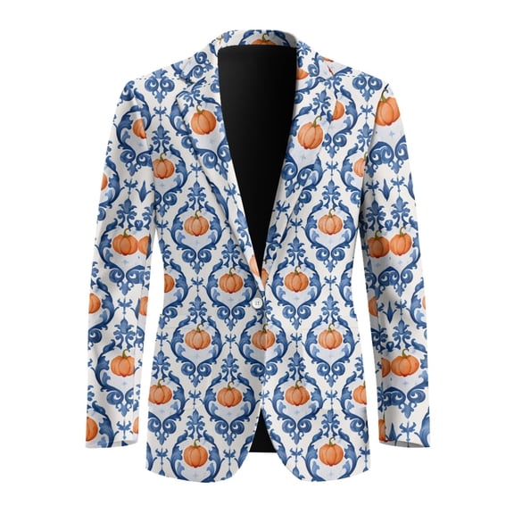 Psesaysky Thanksgiving Polyester Business Blazer with One Button, Slim Fit Lightweight Men's Jacket for Casual and Autumn Events