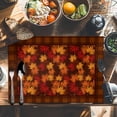 thumbnail image 6 of Thanksgiving Placemats Set of 2 Vintage Fall Maple Leaf Brown Plaid Heat Insulated Linen Place Mats, Washable Stain-Proof Table Mats for Dining Tables Holiday Decor 13x19inch, 6 of 9