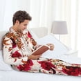 thumbnail image 4 of Mens Pajamas Set, Big Lilies Flowers Button Down Long Sleeve Loungewear Sleepwear Pjs sets for Men, 4 of 5