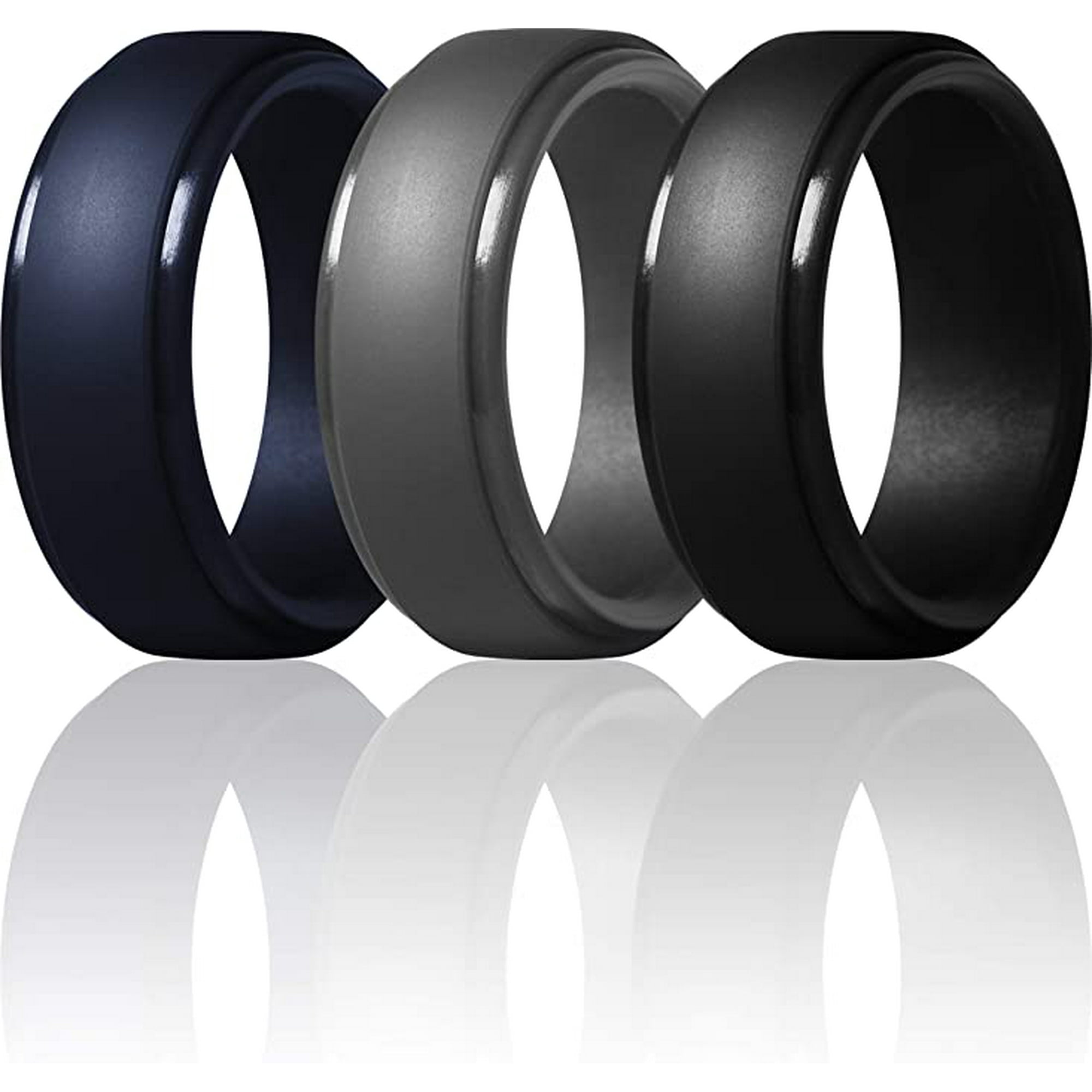 Thunderfit Men s Silicone Ring Step Edge Rubber Wedding Band 10mm Wide 2.5mm Thick Walmart
