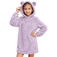thumbnail image 4 of YunPes Fleece Pullover Girls Sweater Dress Winter Warm Hoodies Sweatshirts for Teens Cute Bear Ear Fuzzy Long Cozy Tops, 4 of 9