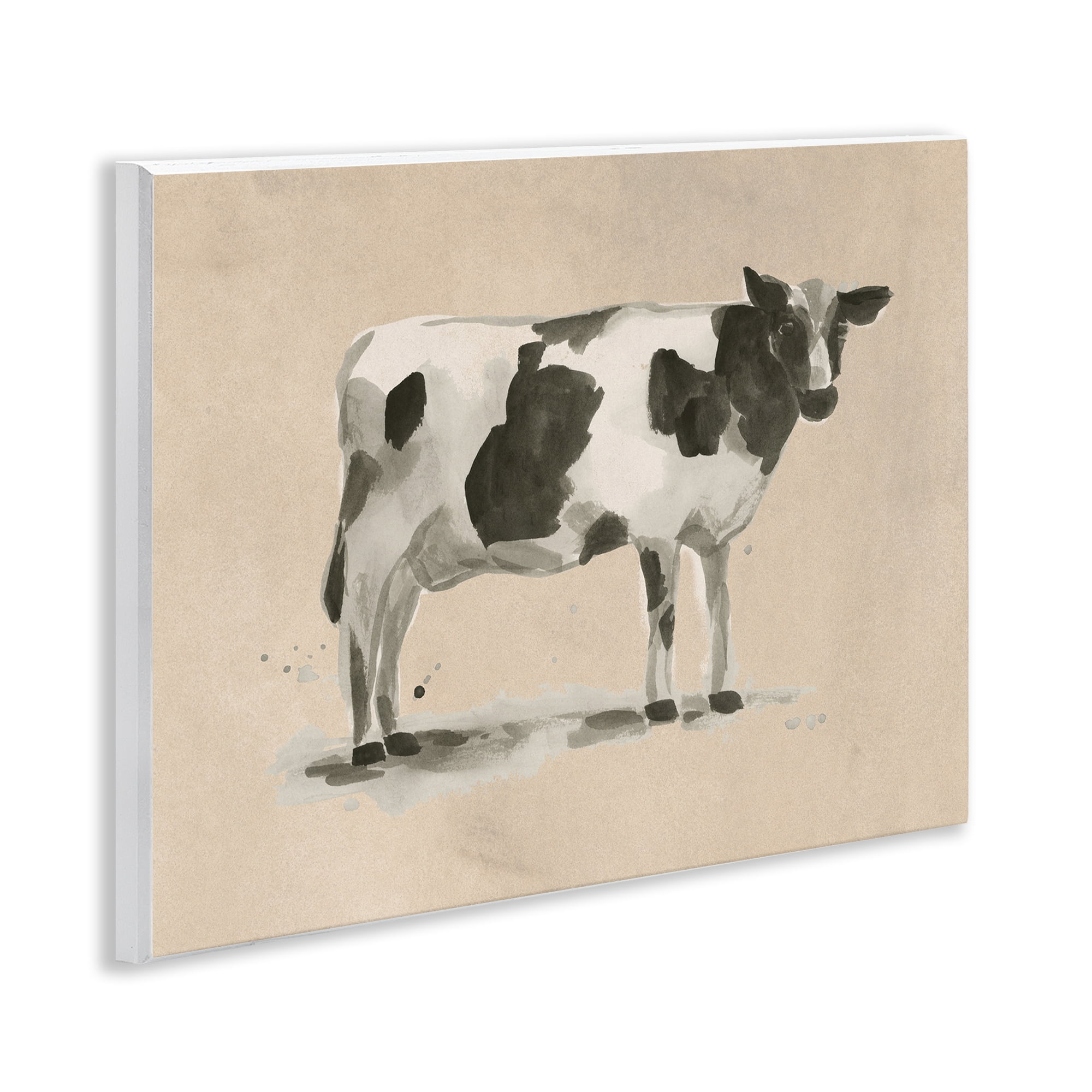 Stupell Industries Traditional Cow on Beige Animals & Insects Painting Unframed Art Print Wall Art, 14 x 11