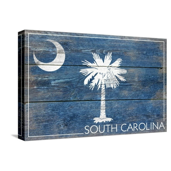 Art.com South Carolina State Flag - Barnwood Painting Stretched Canvas Print Wall Art by Lantern Press, 18" x 12"