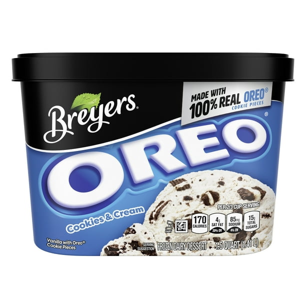 Breyers Frozen Dairy Dessert OREO Cookies & Cream, 48 Fl Oz Walmart